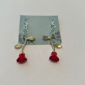Beauty and the beast rose earrings